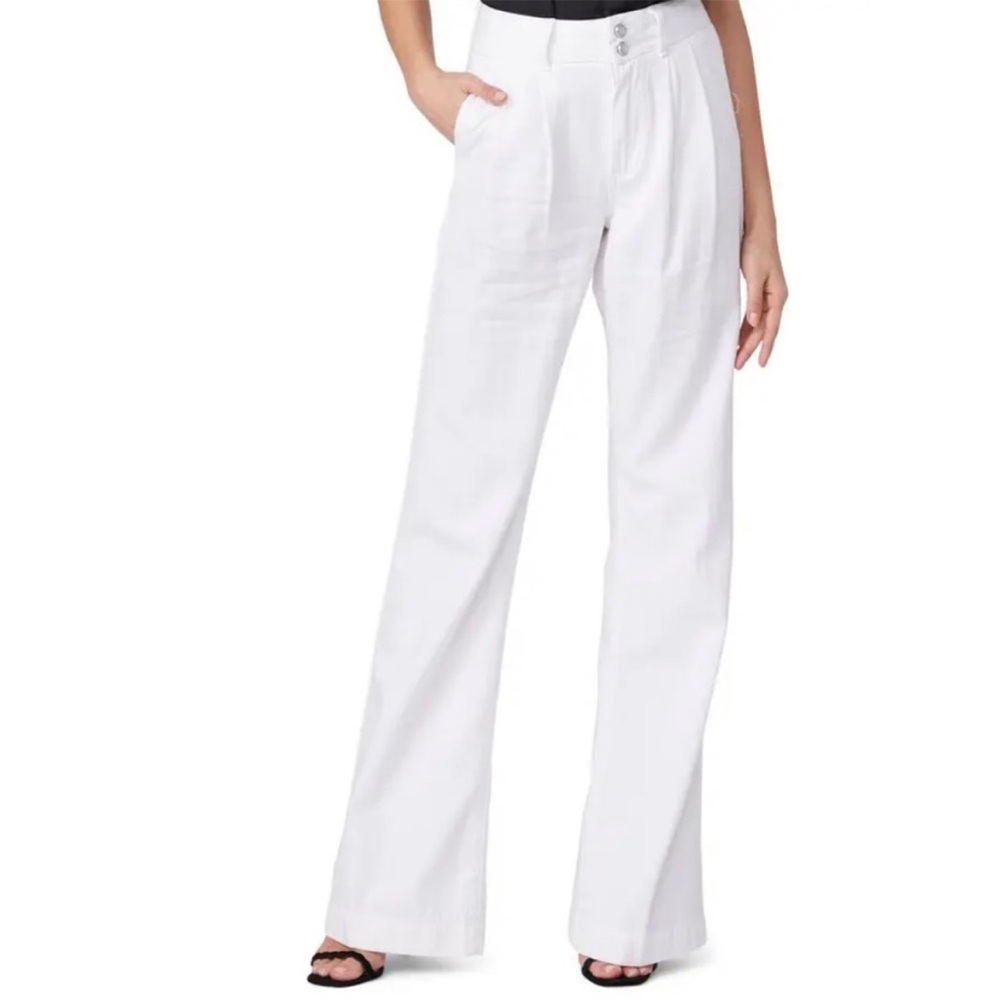 PAIGE Pleated Leenah Wide Leg Cotton Pants